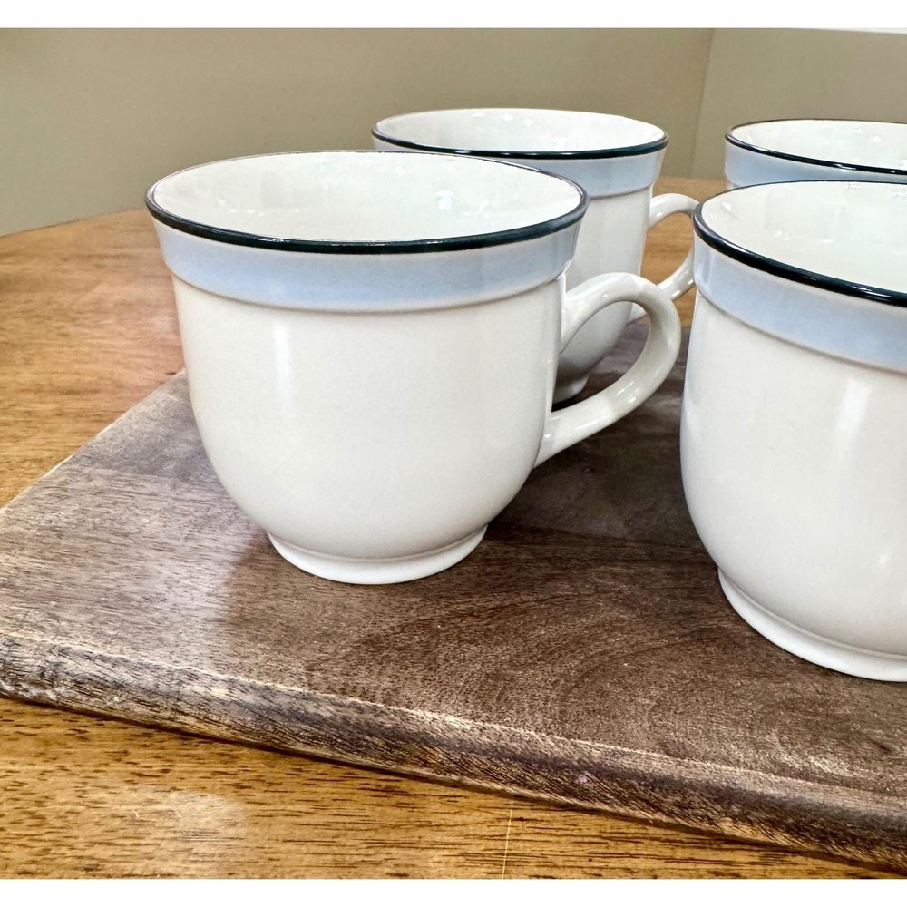Johann Haviland Crowning Fashion Blue Band Coffee Mugs Japan Set of 8 Ecellent